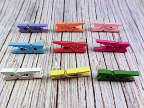 Crazy Holz Wäscheklammer Ohrstecker Natur bunt